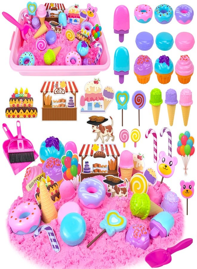 Bloolilies Sensory Bin, Ice Cream Play Sand Set with Magic Sand Toy for Kids, Ice Cream Toys Molds and Cleaning Tools Sandbox with Lid Sand Art Kits for Girls Toddlers Birthday Valentines Gifts - Image 1